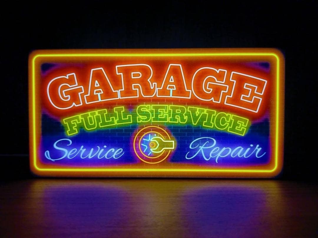 【Lサイズ】ガレージ カーショップ 車 看板 置物 アメリカン雑貨 ライトBOX