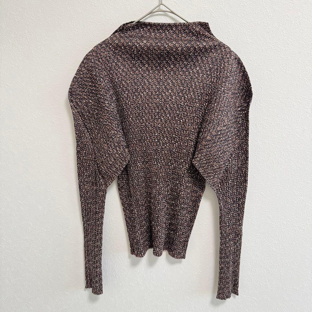 極美品✨PLEATS PLEASE プリーツ　柄入り　ブラウン　大きめサイズ