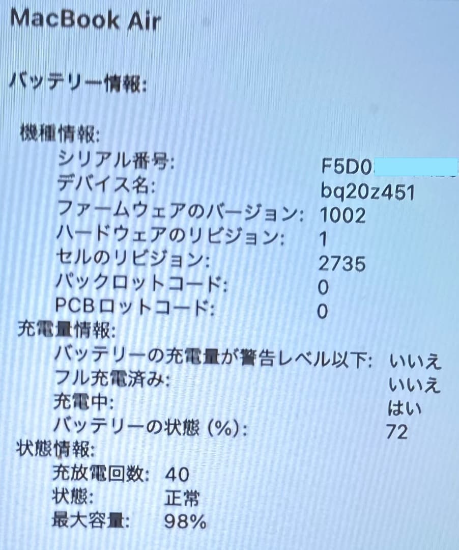 MacBook本体 MacBook Air 2020 M1 16GB/1TB