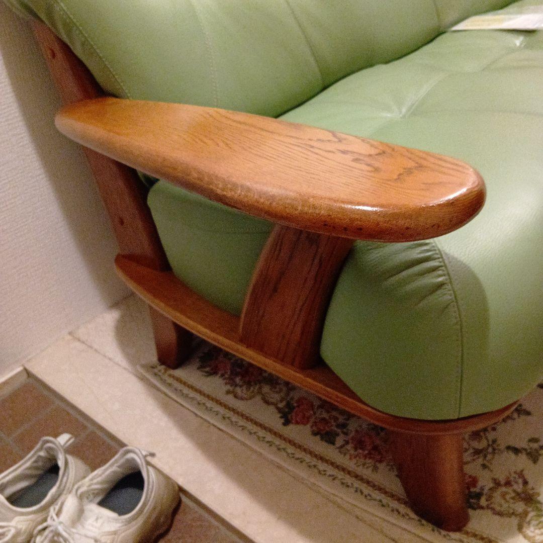 浜本工芸　HAMOTO ３人掛け（天然木）・牛本革 ソファ