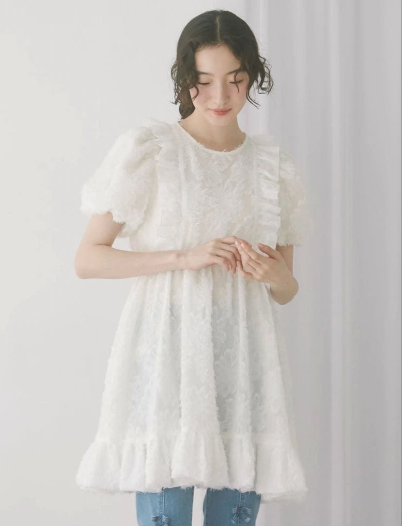 merry jenny メリージェニー　flowerジャガードミニワンピース