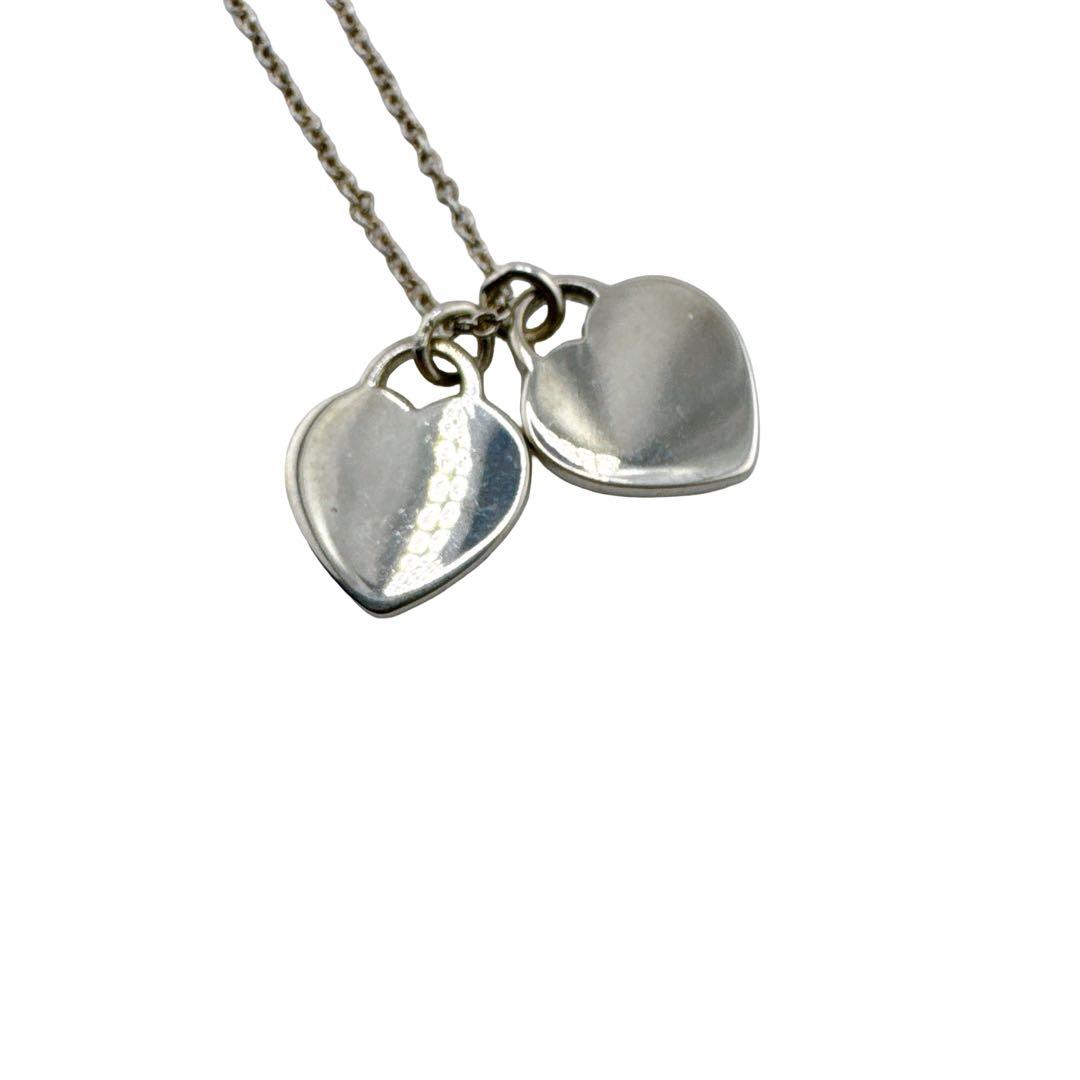 ティファニー ピンク ダブル ハート タグ ペンダント ネックレス Sv925