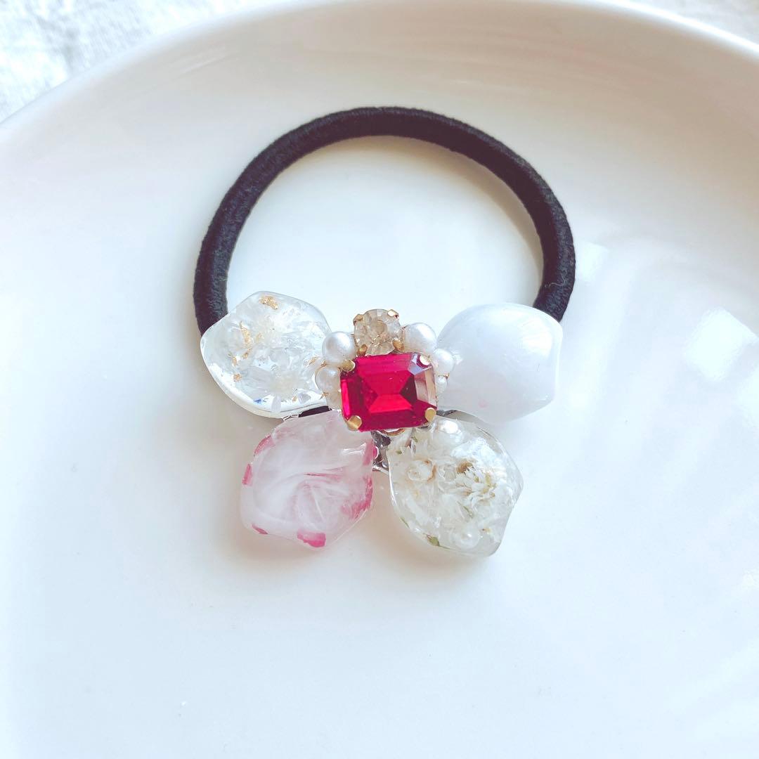 ひまういページ　レジンヘアゴム 5点　クリップ1点　ポニーフック2点