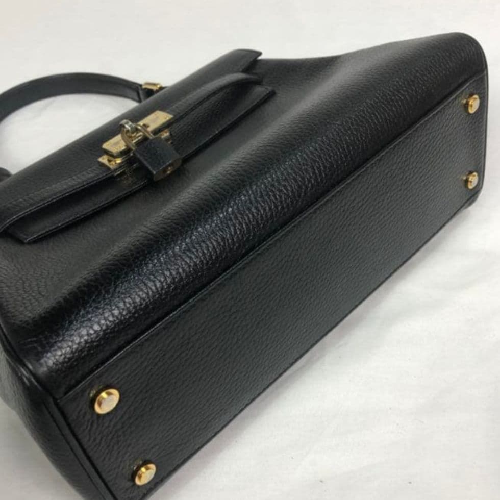 ハマノ　HAMANO レザー　ハンドバッグ ブラック美品