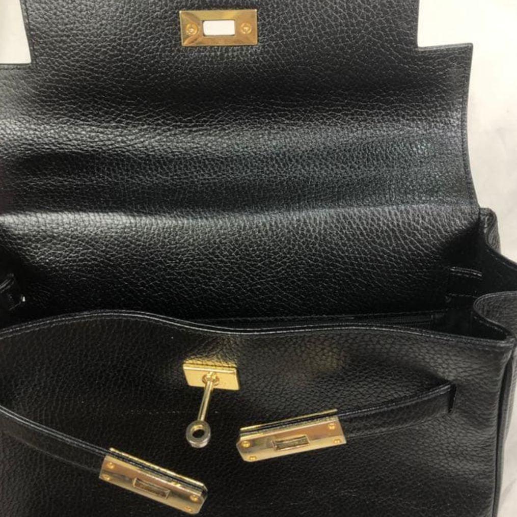 ハマノ　HAMANO レザー　ハンドバッグ ブラック美品