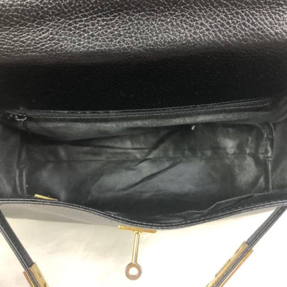 ハマノ　HAMANO レザー　ハンドバッグ ブラック美品