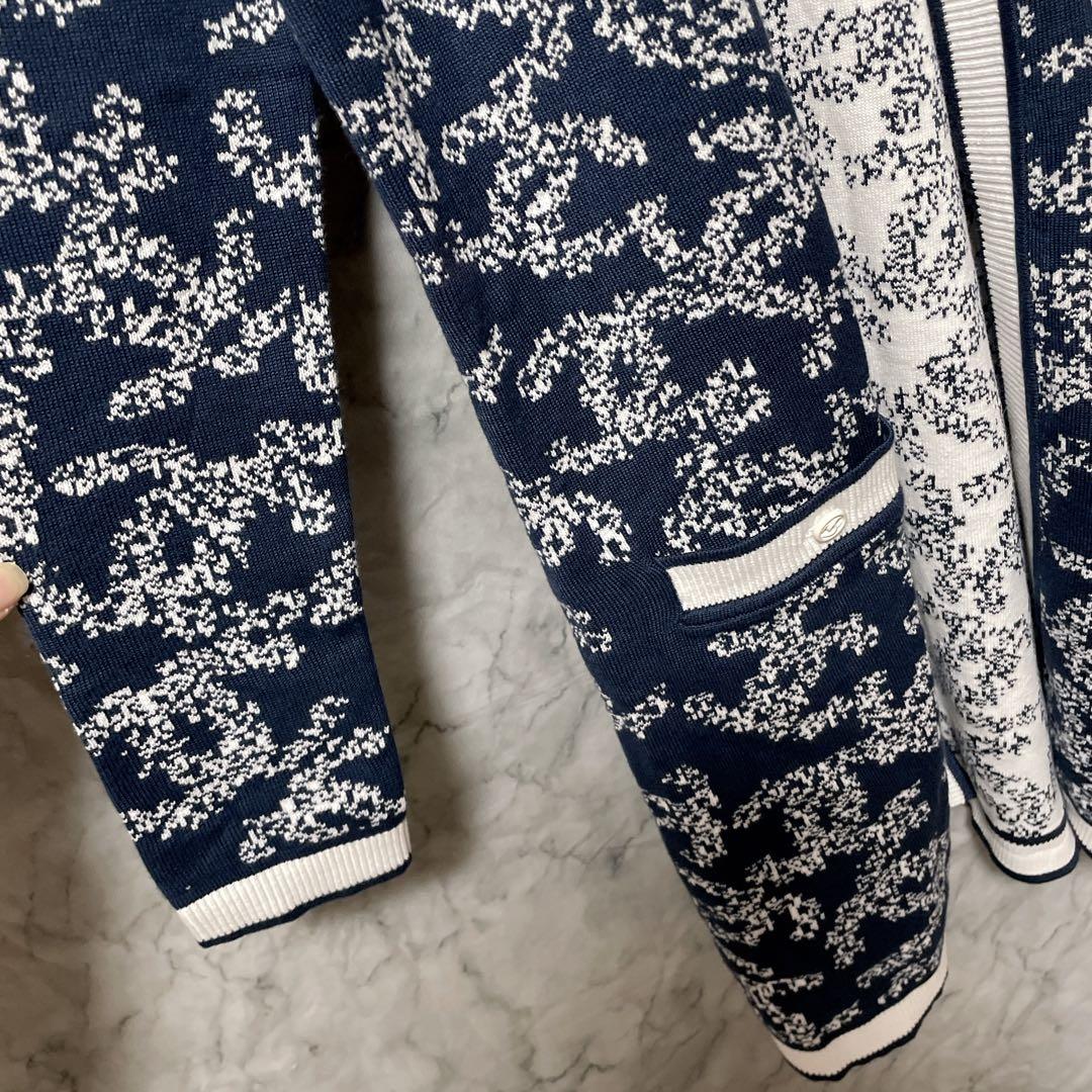 12628シャネル 19SS ココマーク ロゴ カメリア柄 ロングカーディガンM