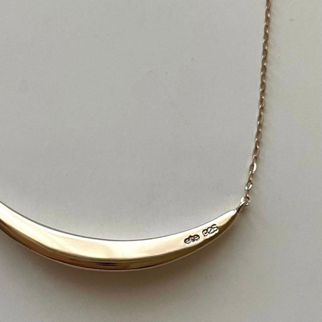 ete クレセントムーン ネックレス ピンクゴールド シルバーSV925 箱無し