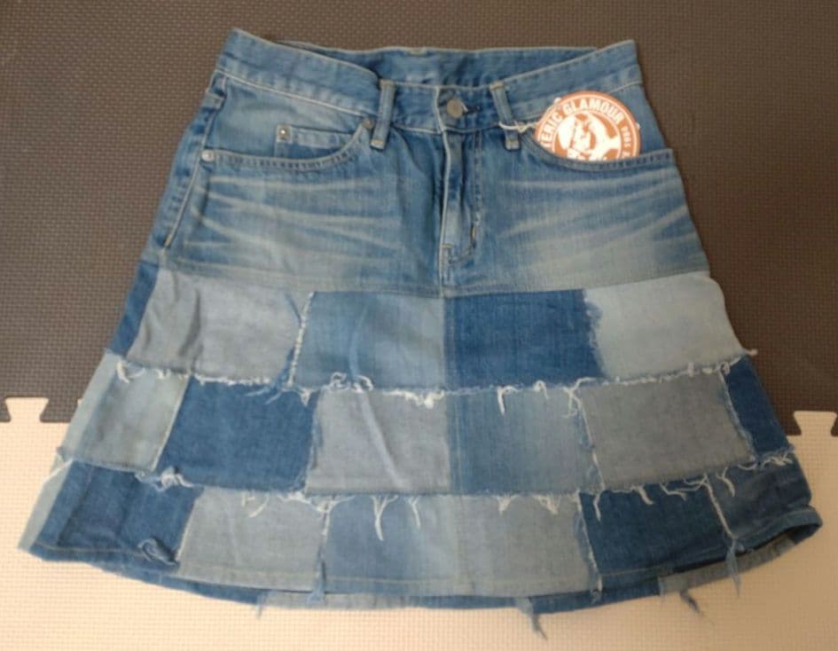 ヒステリックグラマー デニム パッチワーク ミニスカート