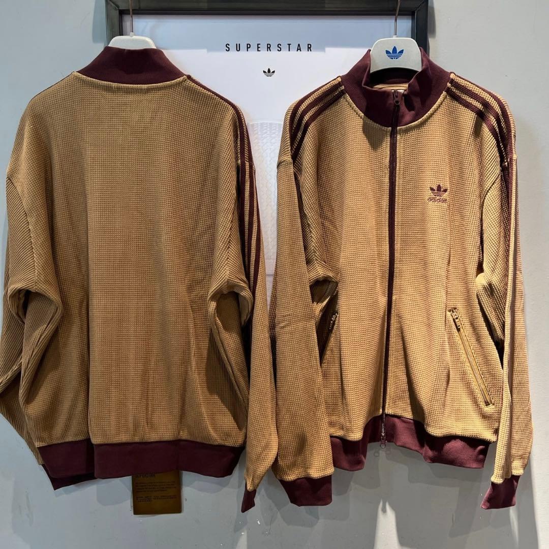 海外限定カラー2XL⭐️adidasワッフルニットトラックトップ ブラウン×マロン