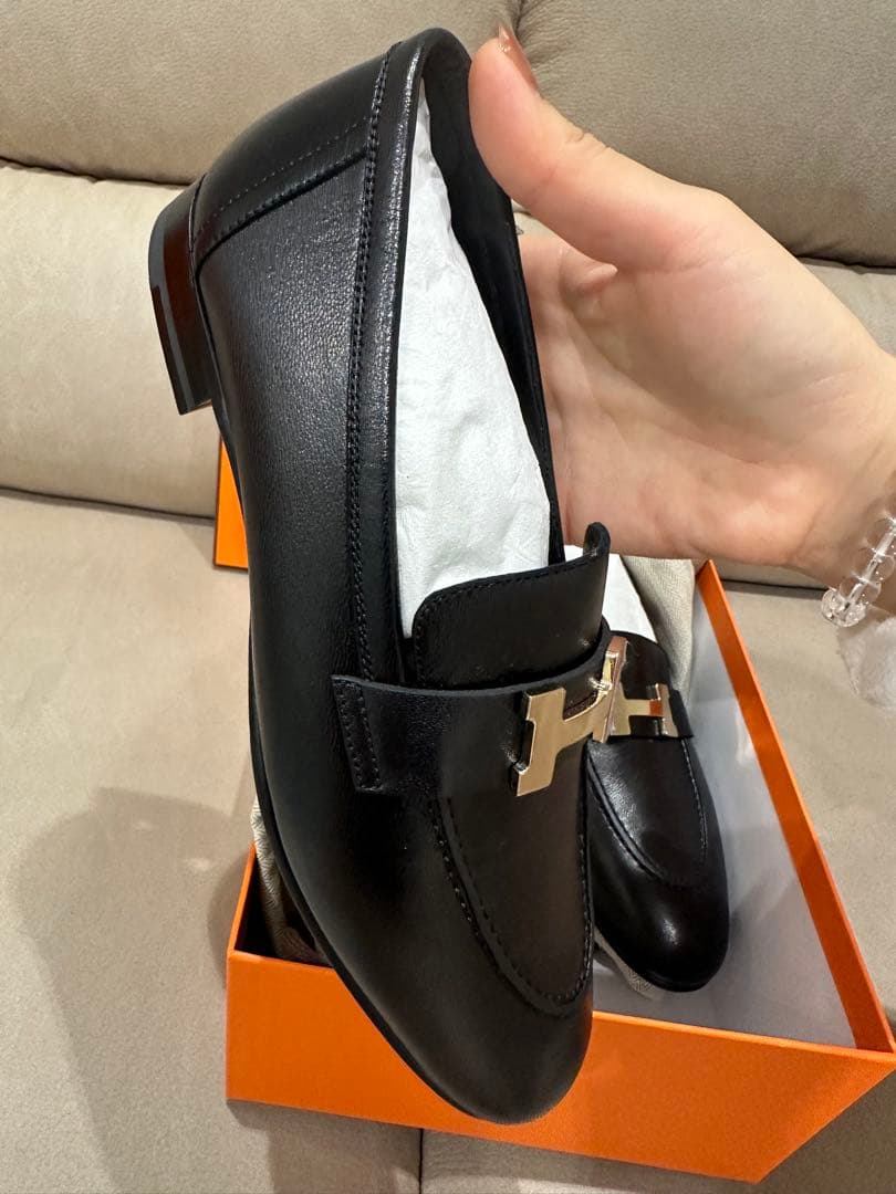 エルメス　ローファー モカシンパリ　36.5 新品 黒