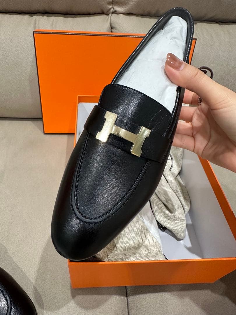 エルメス　ローファー モカシンパリ　36.5 新品 黒