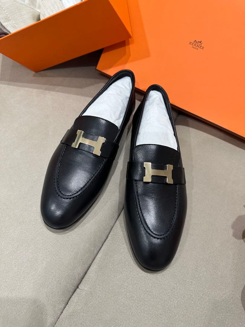 エルメス　ローファー モカシンパリ　36.5 新品 黒
