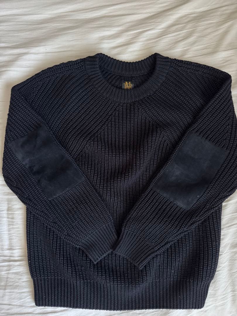 BATONER ブラック リブ編み セーター
