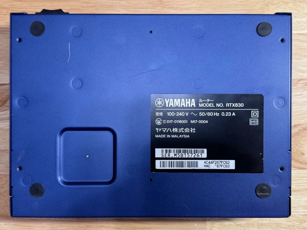 【動作確認済】YAMAHA RTX830ルーター（FW最新化済・IP設定可）