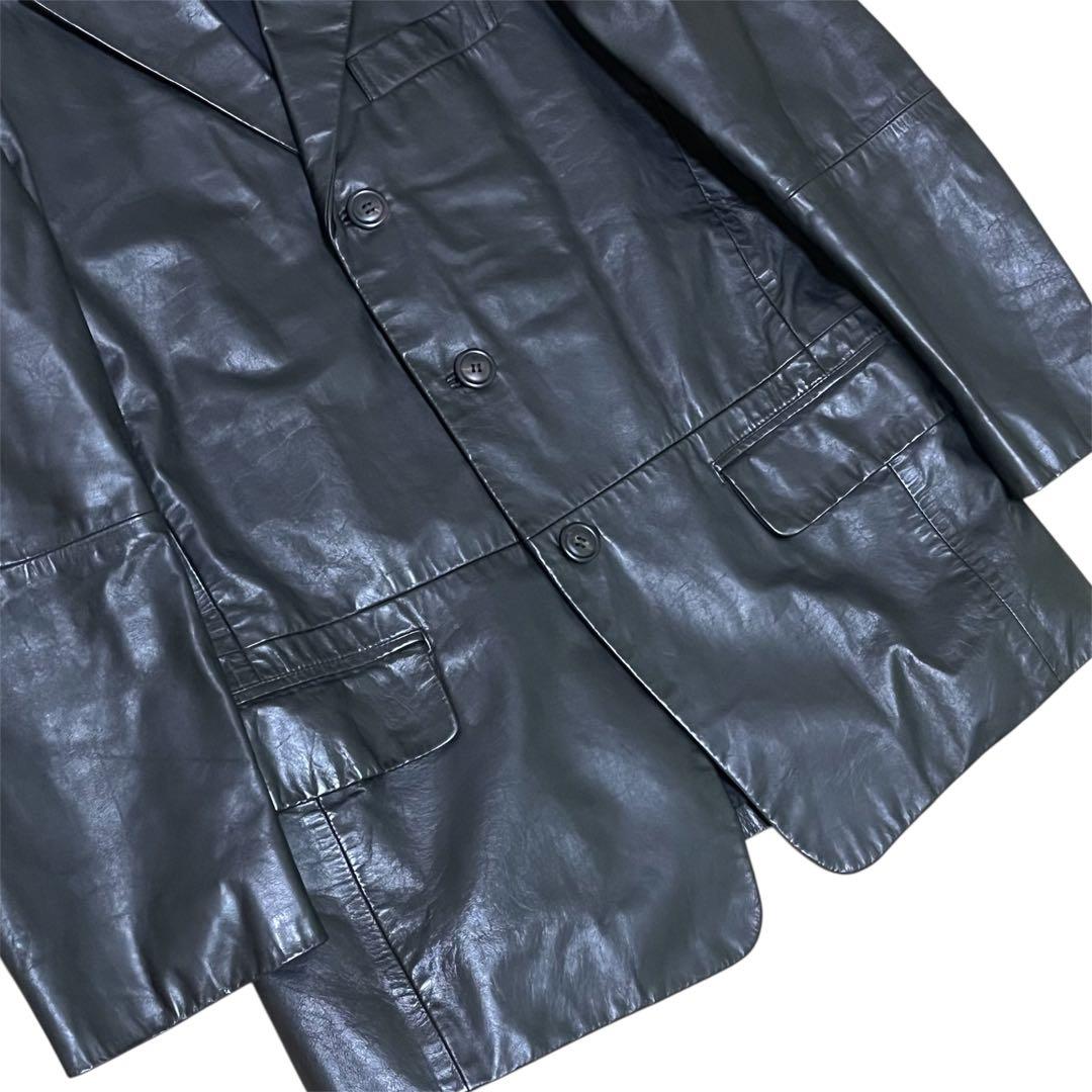 【希少】ISSEY MIYAKE MEN レザージャケット 牛革 ブラック M位
