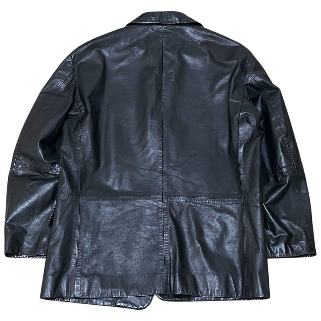 【希少】ISSEY MIYAKE MEN レザージャケット 牛革 ブラック M位
