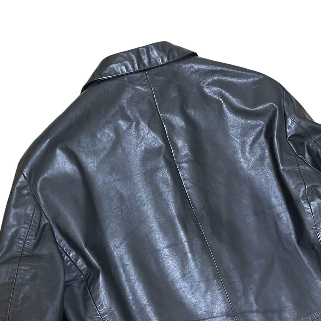 【希少】ISSEY MIYAKE MEN レザージャケット 牛革 ブラック M位