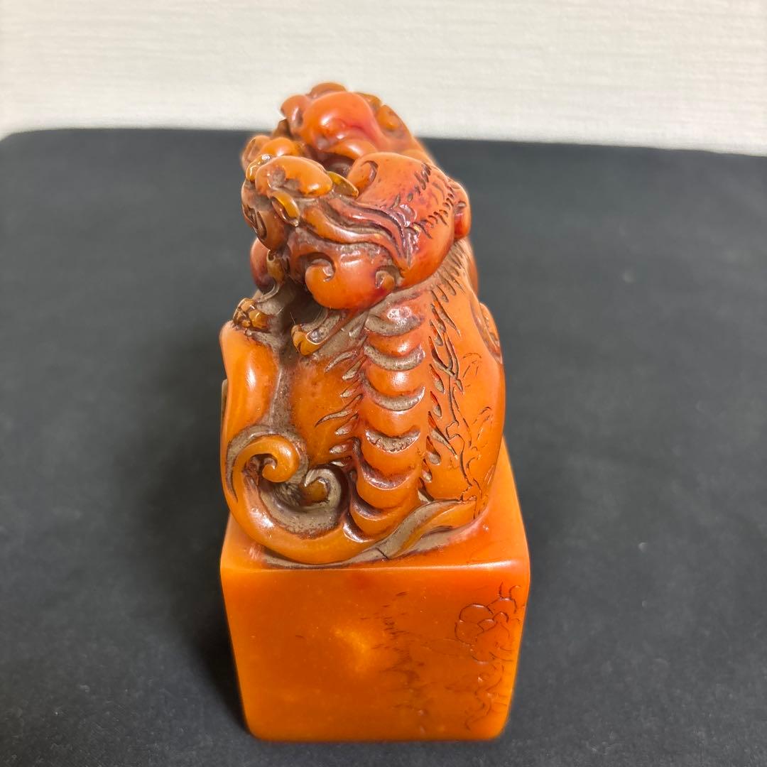 篆刻印材　大型　寿山石　古印材　書道印材　獅子像 石彫刻