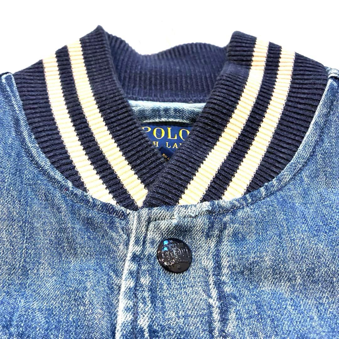 ポロラルフローレン　デニムジャケット　スタジャン　M リブ　ロゴ　ボタン