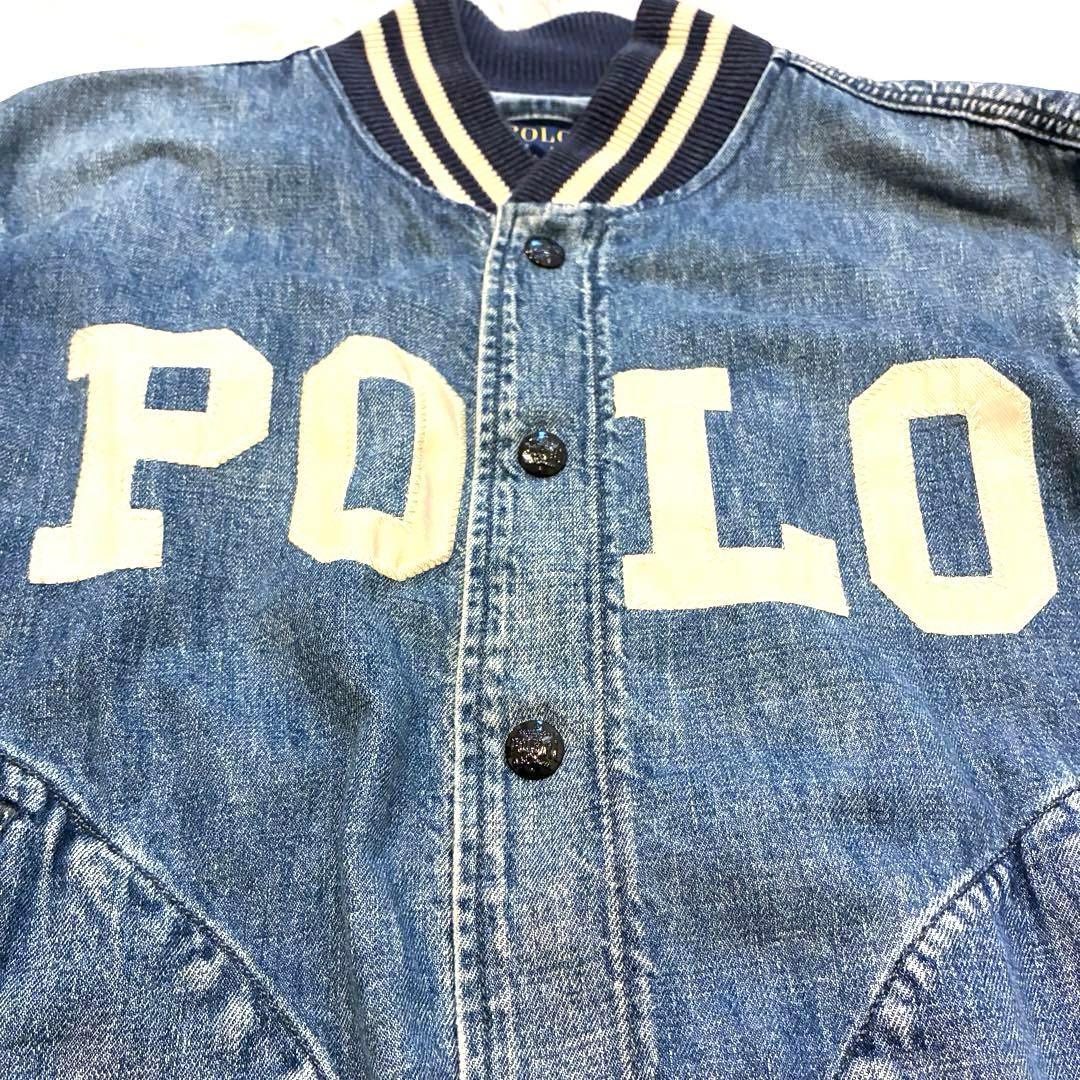 ポロラルフローレン　デニムジャケット　スタジャン　M リブ　ロゴ　ボタン