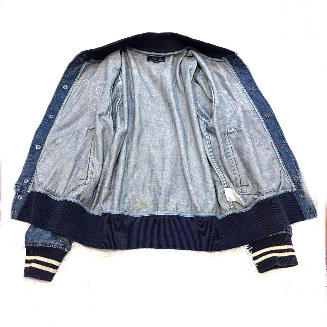 ポロラルフローレン　デニムジャケット　スタジャン　M リブ　ロゴ　ボタン