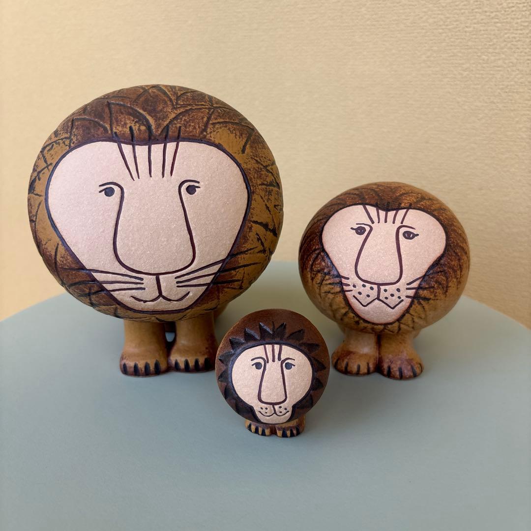 【美品】Lisa Larson リサラーソン ライオン 大 中小セット 置物