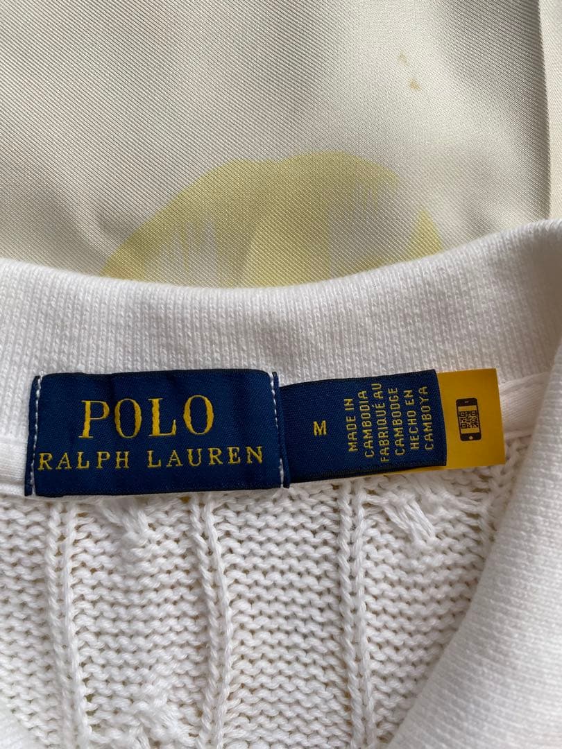 POLO RALPH LAUREN ケーブル編みポロシャツ Mサイズ ホワイト