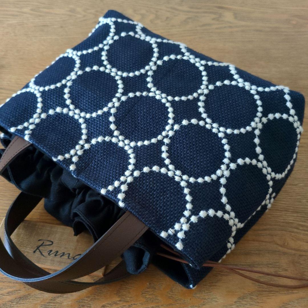 【1549】あおりポケットの巾着バッグ＊ミナペルホネン