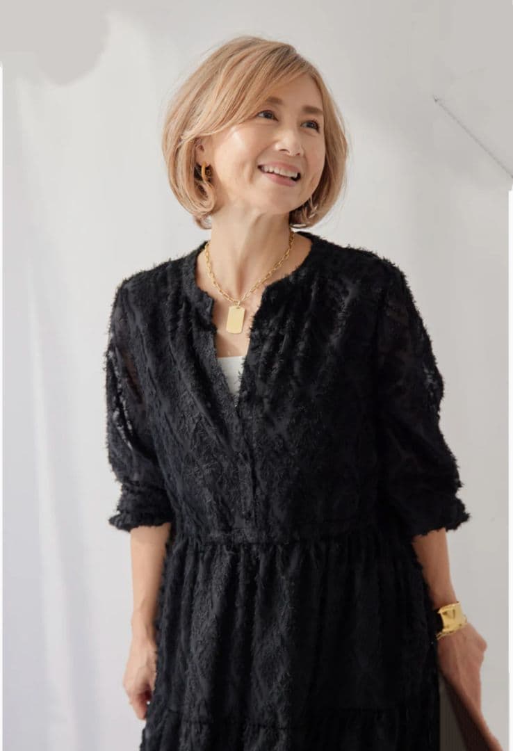 【新品】プラスオトハ PLUS OTO.HA ジャガードロングワンピース 黒