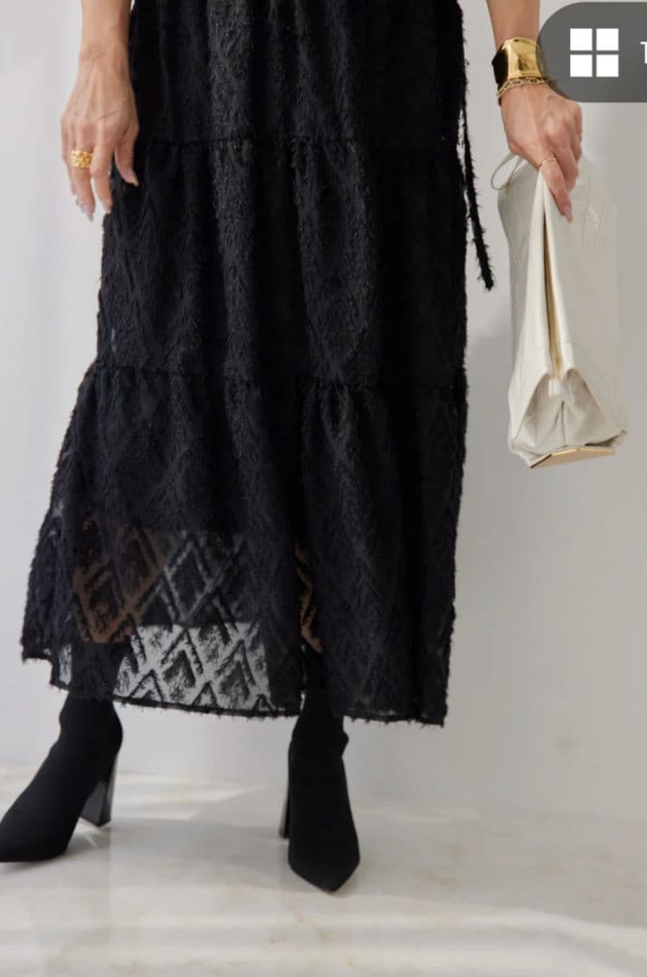 【新品】プラスオトハ PLUS OTO.HA ジャガードロングワンピース 黒