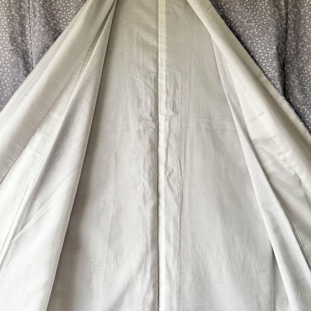 桃*郎様 美品！ 東レシルック 洗える着物 化繊 薄紫 小花 唐草柄 身丈163