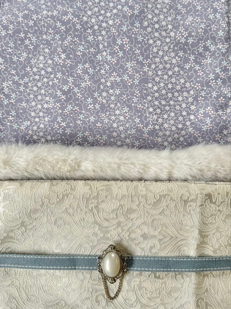 桃*郎様 美品！ 東レシルック 洗える着物 化繊 薄紫 小花 唐草柄 身丈163