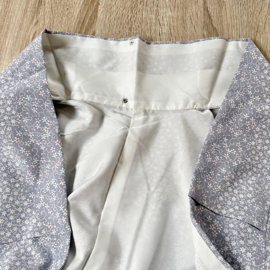 桃*郎様 美品！ 東レシルック 洗える着物 化繊 薄紫 小花 唐草柄 身丈163