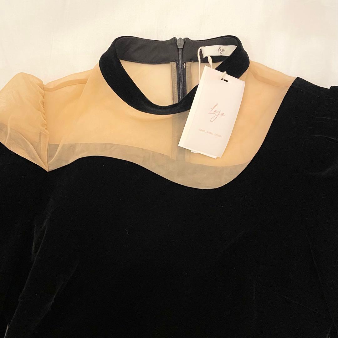 【タグ付き】Leja ワンピース ドレス 結婚式 オフショルダー ベロア