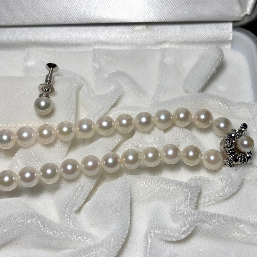 あこや真珠　パールネックレス　イヤリングセット　6.5-7.0mm クリーム色