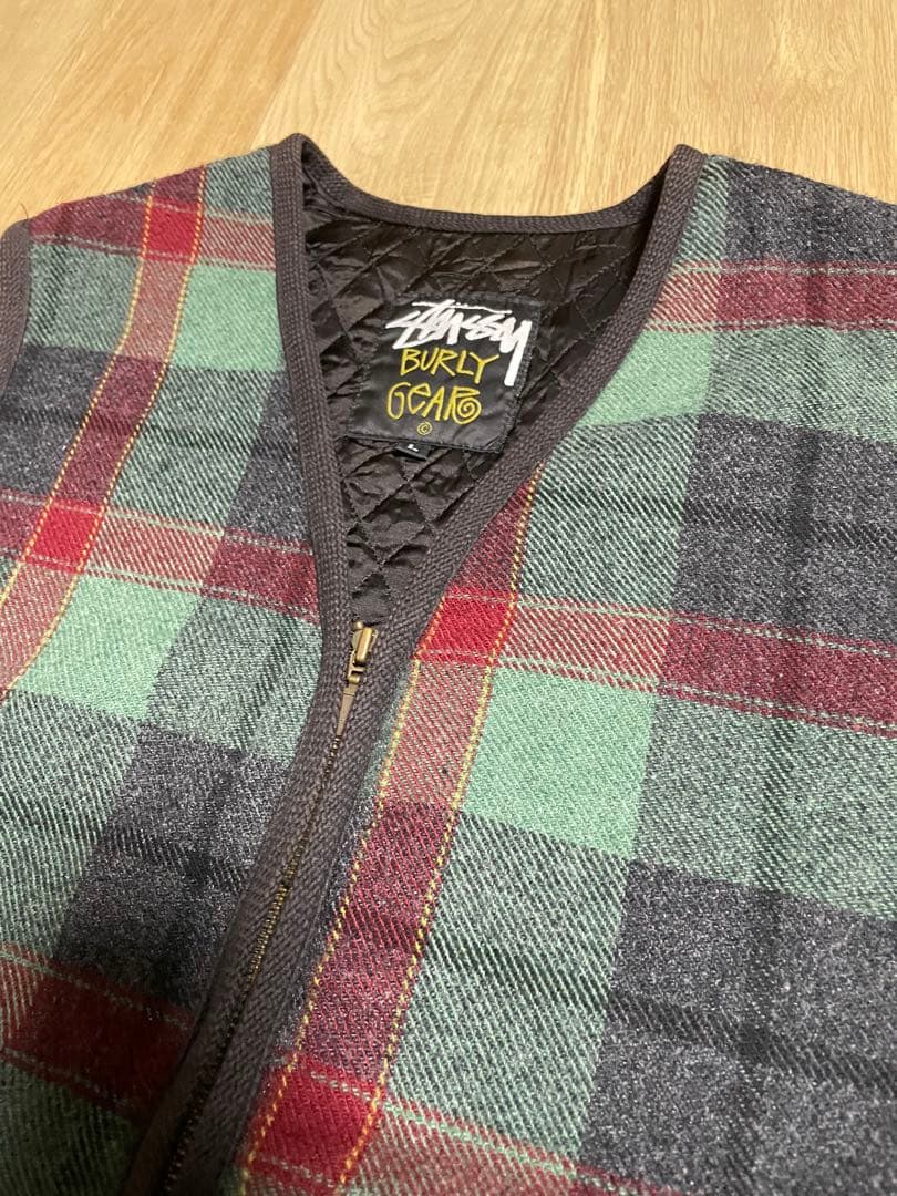 90s STUSSY BURLY GEAR チェックベスト USA製