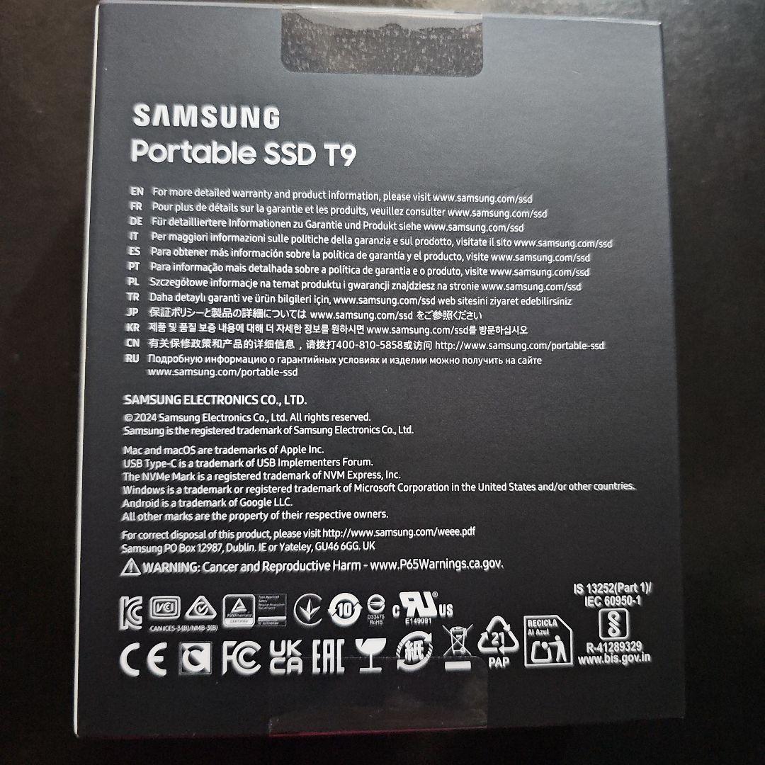 外付けハードディスク・ドライブ Samsung Portable SSD T9 4TB