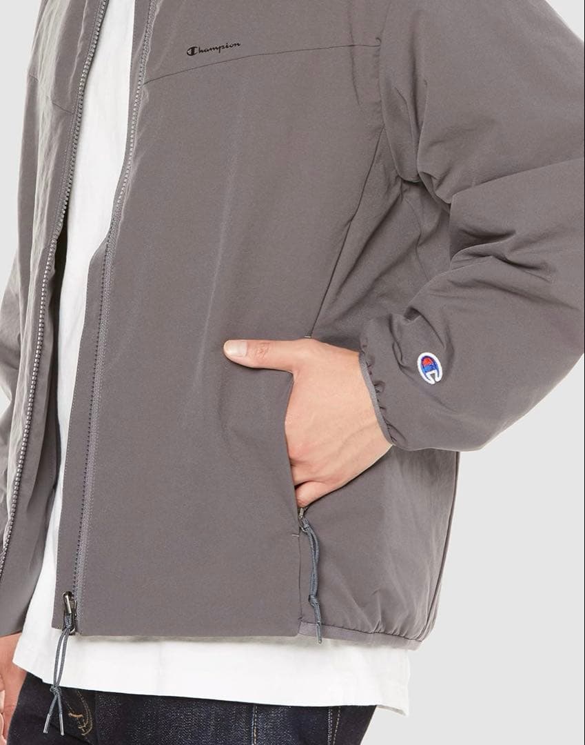 新品　Champion ノーカラージャケット　チャコール　グレー　大きいサイズ