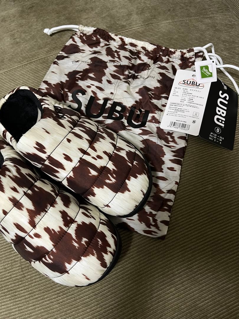新品未使用　SUBU カウブラウン スリッパ 22〜23.5cm