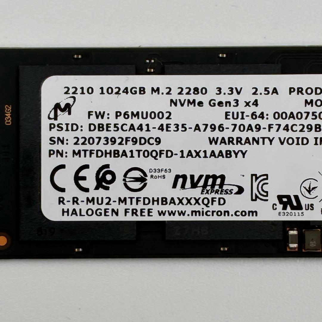 内蔵型SSD micron 1tb M.2 2280 SSD MTFDHBA1TQ0QFD