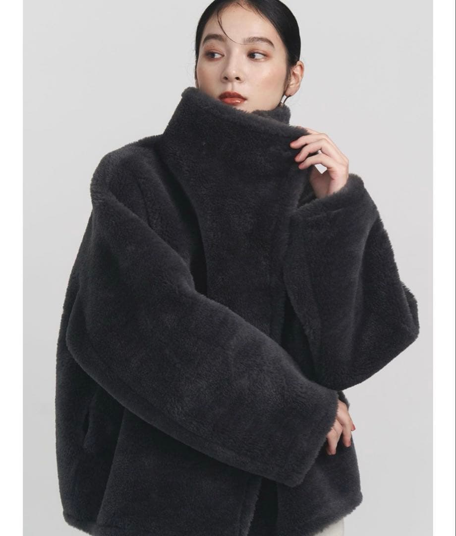 早い者勝ち！ラグナムーン フェイクムートンスタンドカラーコート