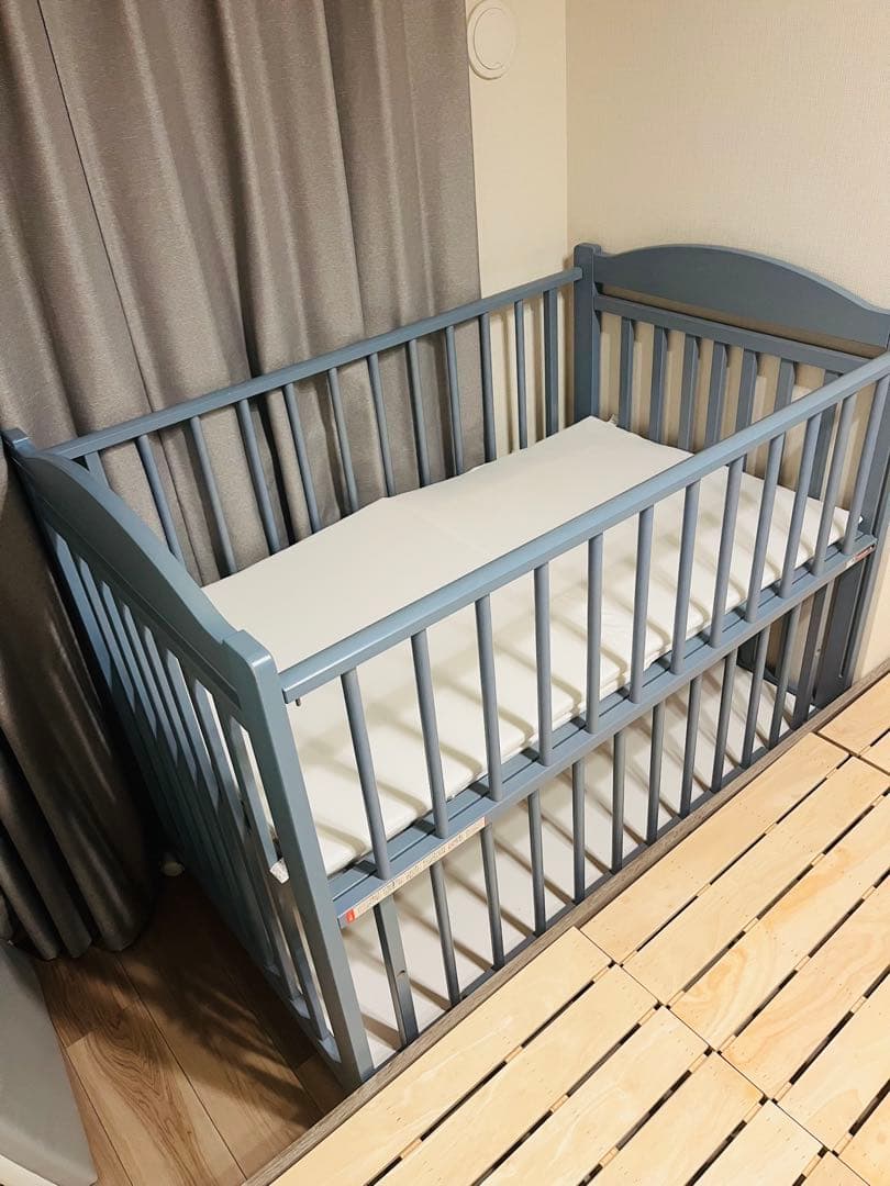 【廃盤品】LOWYA ベビーベッド ブルー