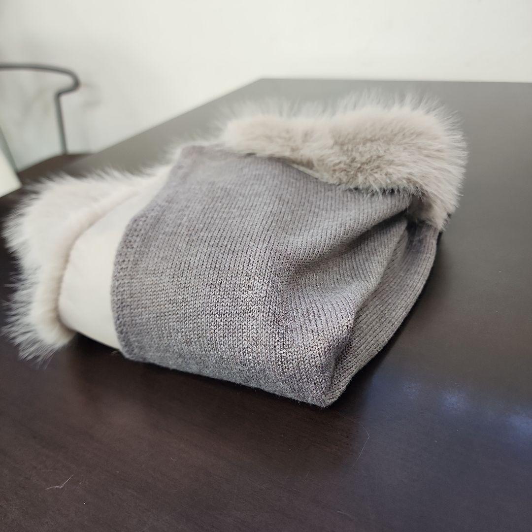 ヌーヴォヌーヴォ　ベスト　フェイクファー　ニット　グレージュ　ブラウン　L未使用