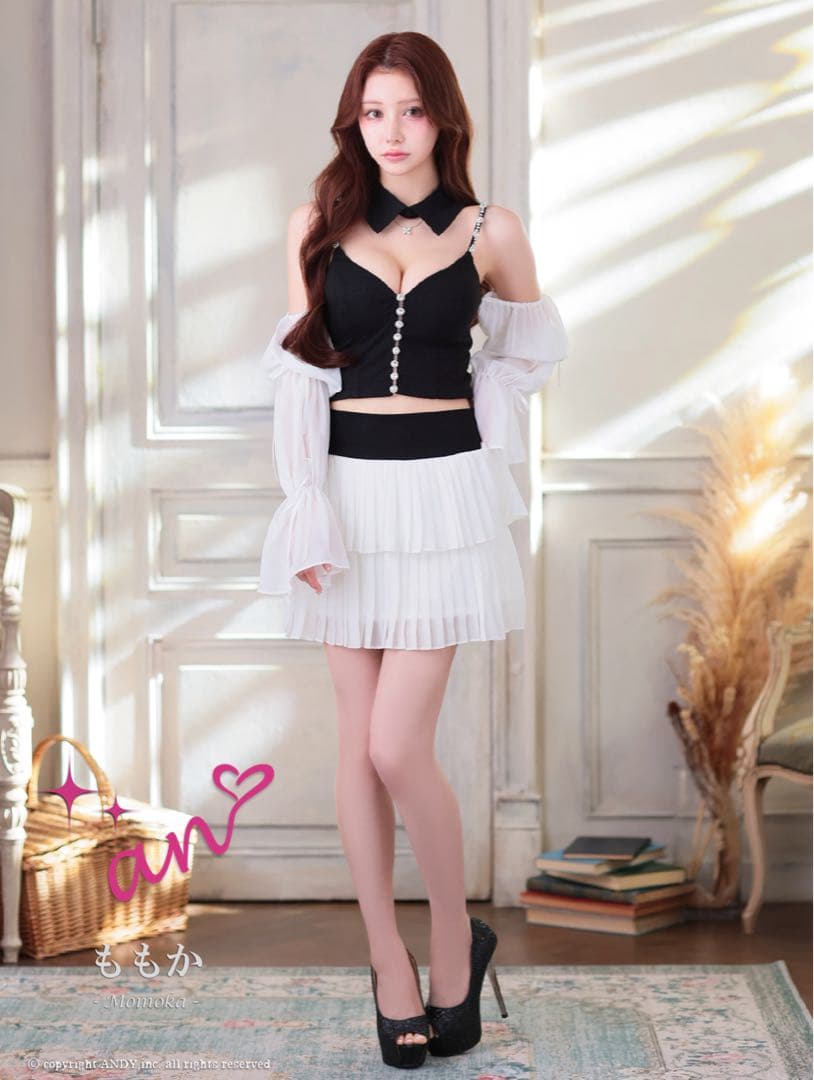 【an /アン】キャバドレス ブラック・ホワイト セットアップAOC3922