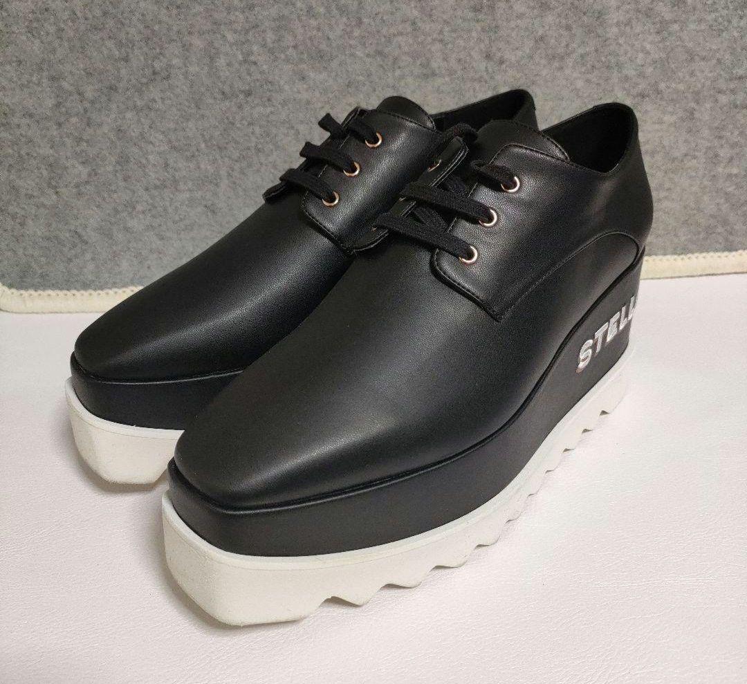 ぽあろ38サイズ24.5cmロゴ黒ステラマッカートニーエリス138000円