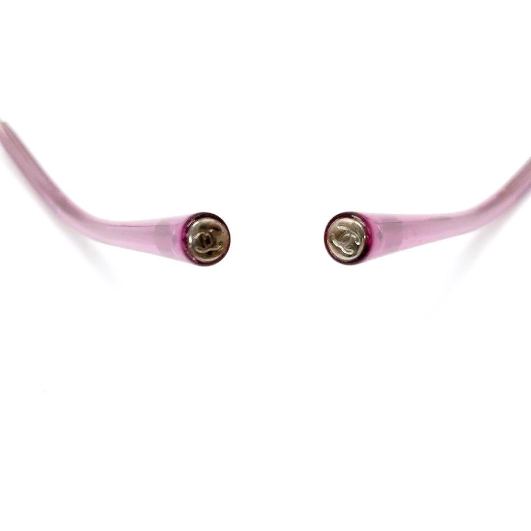 箱付き　シャネル　サングラス　ココマーク　リムレス　ラインストーン　ピンク