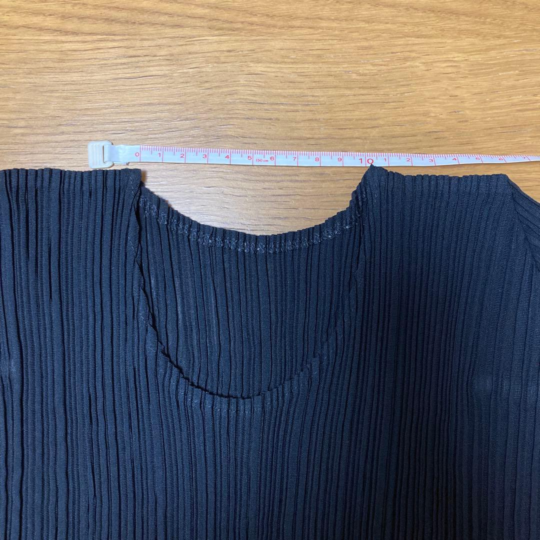 ISSEY MIYAKE プリーツ長袖トップス　ブラック&オレンジ サイズL