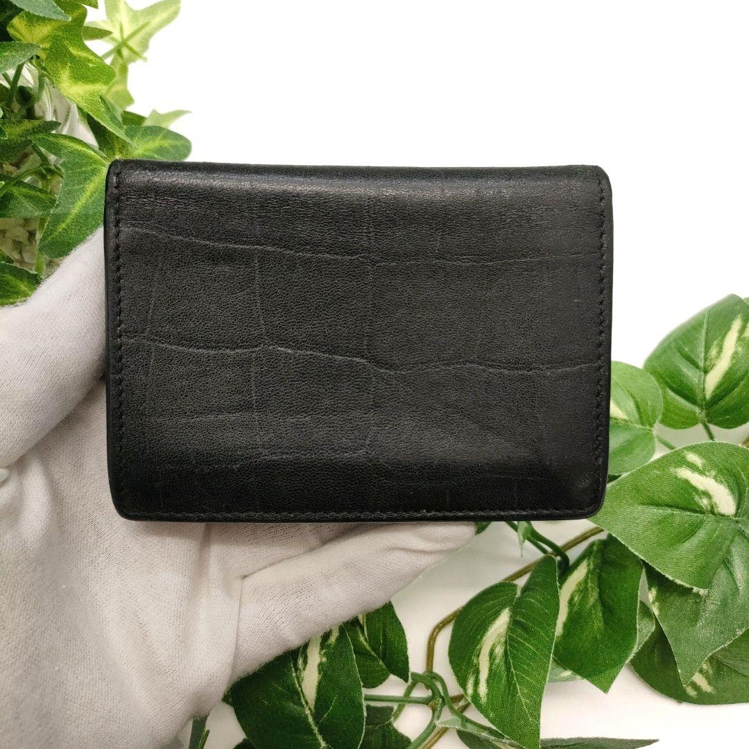 サンローラン　名刺入れ　ビジネスカードホルダー　クロコ型押しレザー　カサンドラ