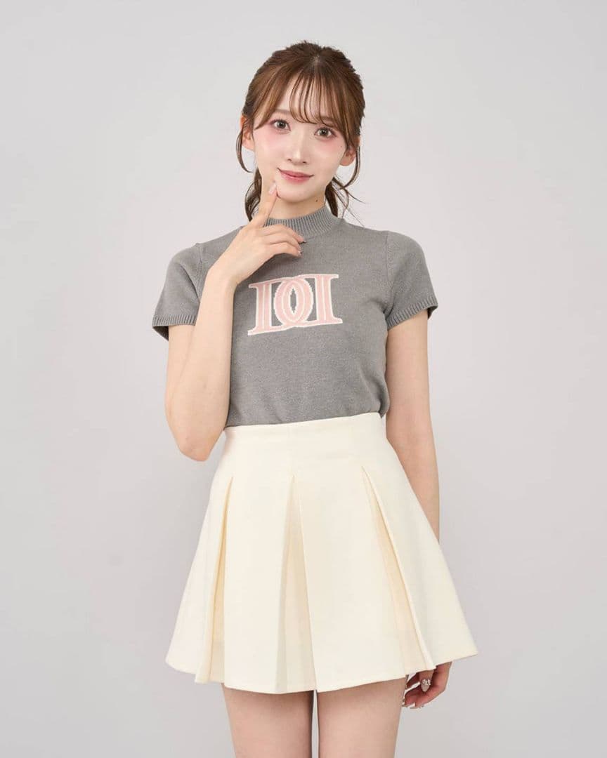 ダーリッチ DDロゴベーシックニットトップス グレー